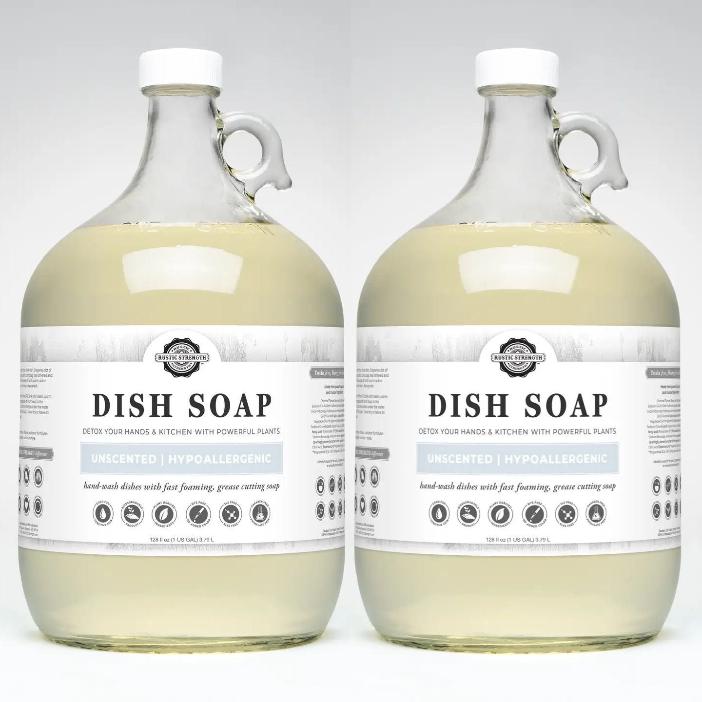 Dish Soap | Sulfate-Free, Soft on Skin | Powerful Cleaner in Glass Bottle (Two Pack)