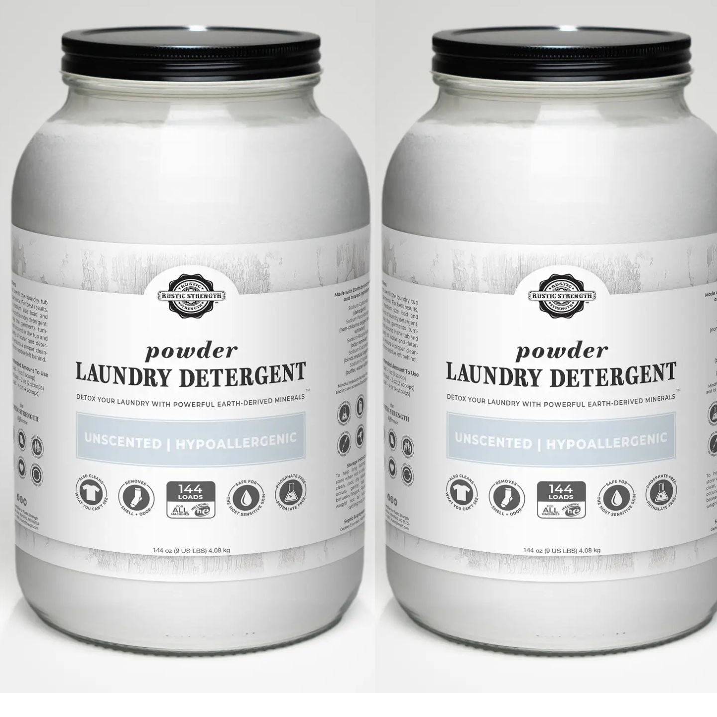 Hypoallergenic Laundry Powder |Eco-Friendly in Glass Jar (Two Pack)