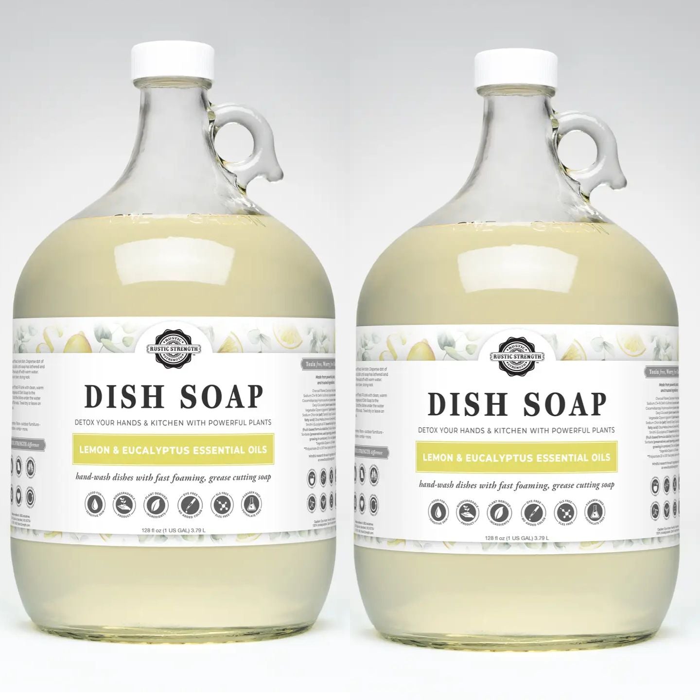Dish Soap | Sulfate-Free, Soft on Skin | Powerful Cleaner in Glass Bottle (Two Pack)