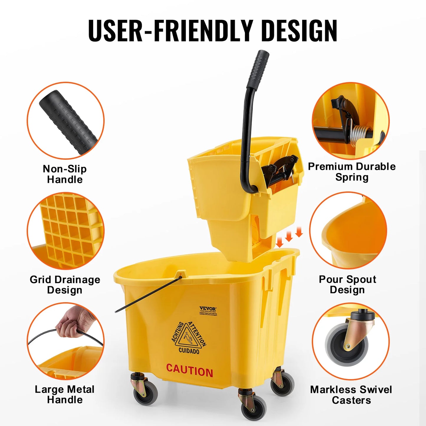 Commercial Mop Bucket with Wringer