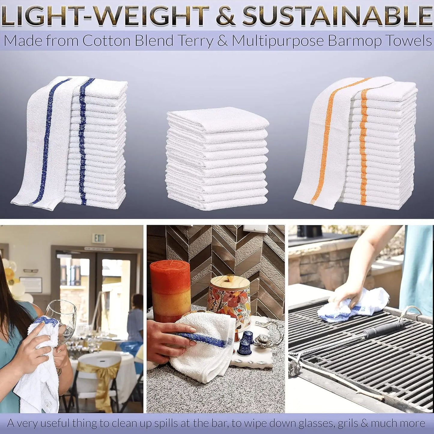 Cotton Blend White Bar Towels (120pcs)