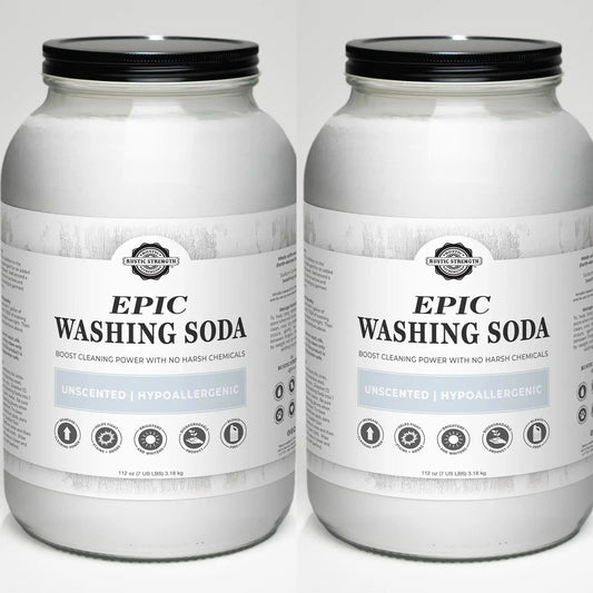 Multi-Purpose Washing Soda | Natural Household Cleaner in Glass Jar (Two Pack)