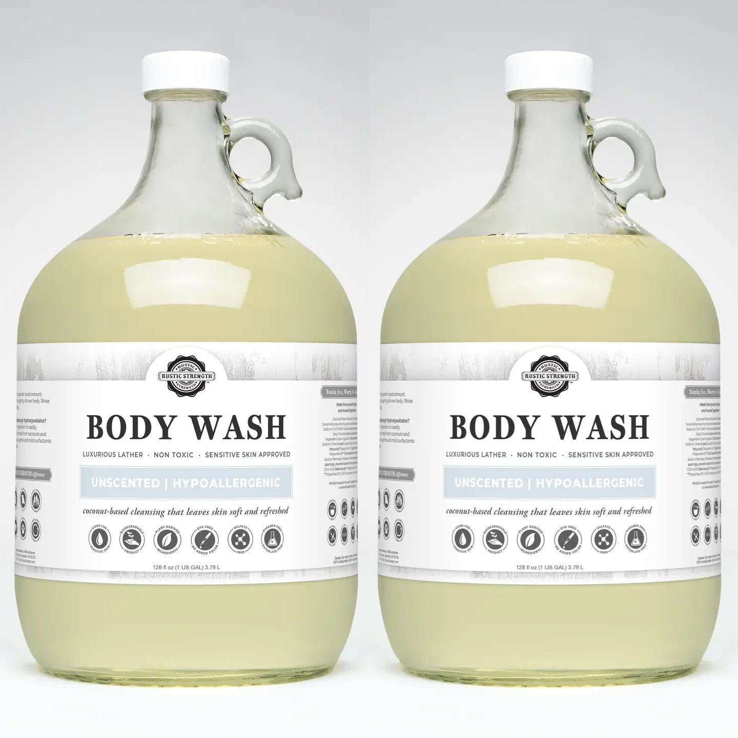 Hypoallergenic Moisturizing Body Wash | Eco-Friendly Glass Bottle (Two Pack)
