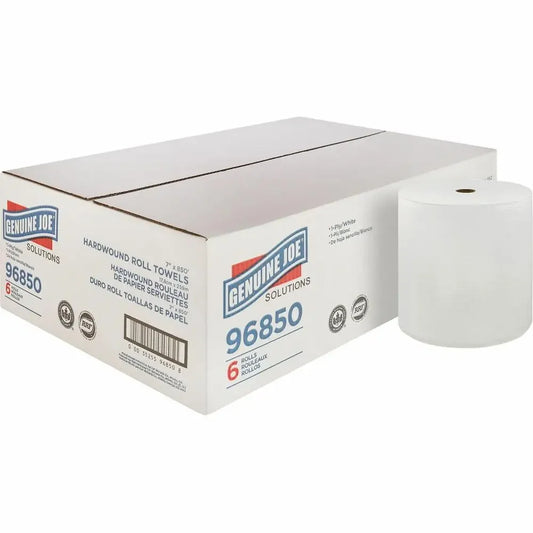 1-Ply Eco-Friendly Absorbent Hardwound Paper Towels (6 Rolls)